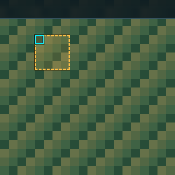 World Map with an amber rectangular selection over example land.